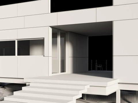 Modern house in desert 3D Model