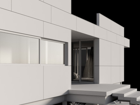 Modern house in desert Modello 3D
