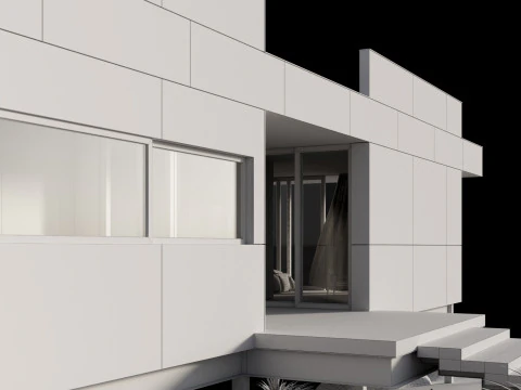 Modern house in desert 3D Model