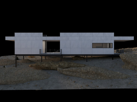 Modern house in desert Modello 3D