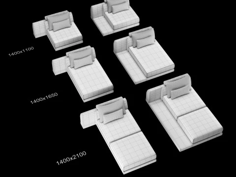 Frigerio sofa full set elements 3D Model