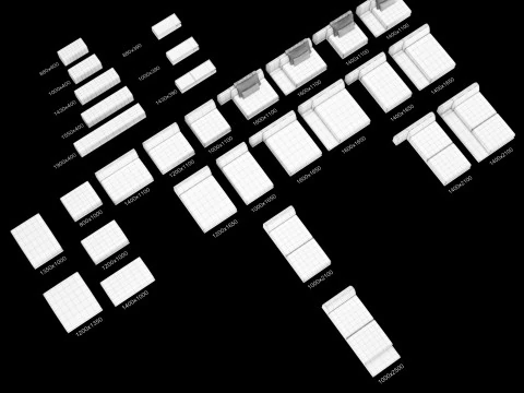 Frigerio sofa full set elements 3D Model