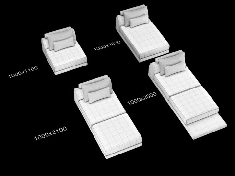 Frigerio sofa full set elements 3D Model