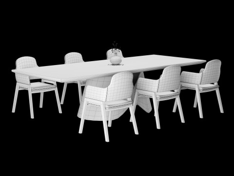 Modern dining table 3D मॉडल