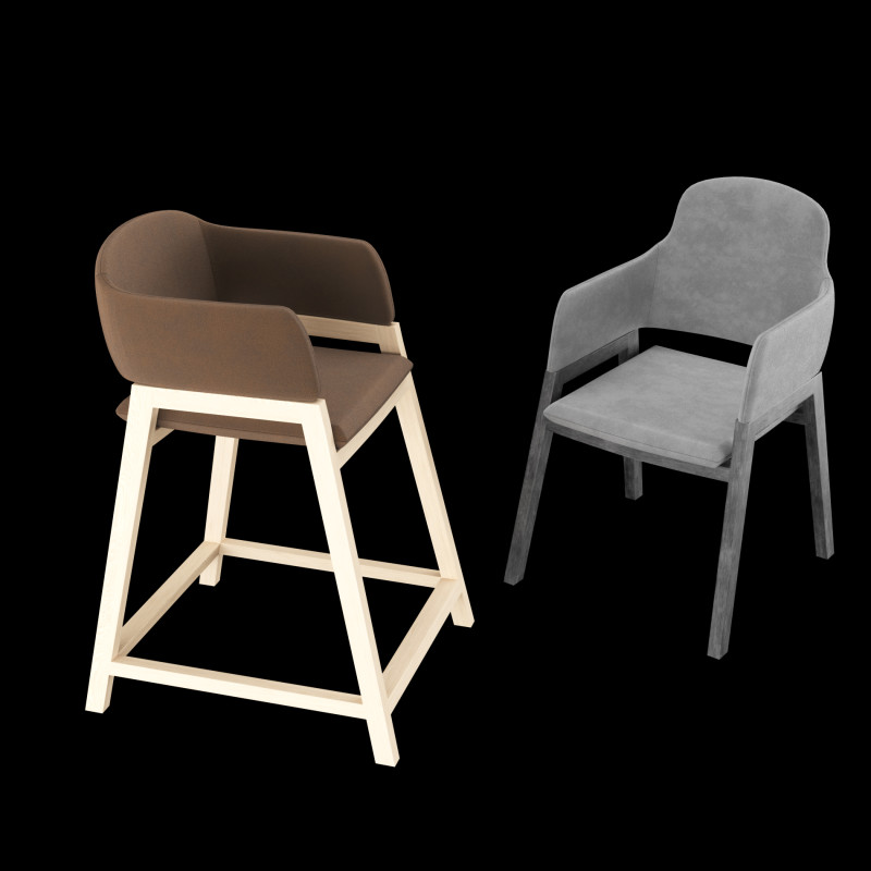 Bar and standart chair 1 3D Model .c4d .max .obj .3ds .fbx .stl .blend
