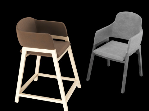 Bar and standart chair 1 Model 3D
