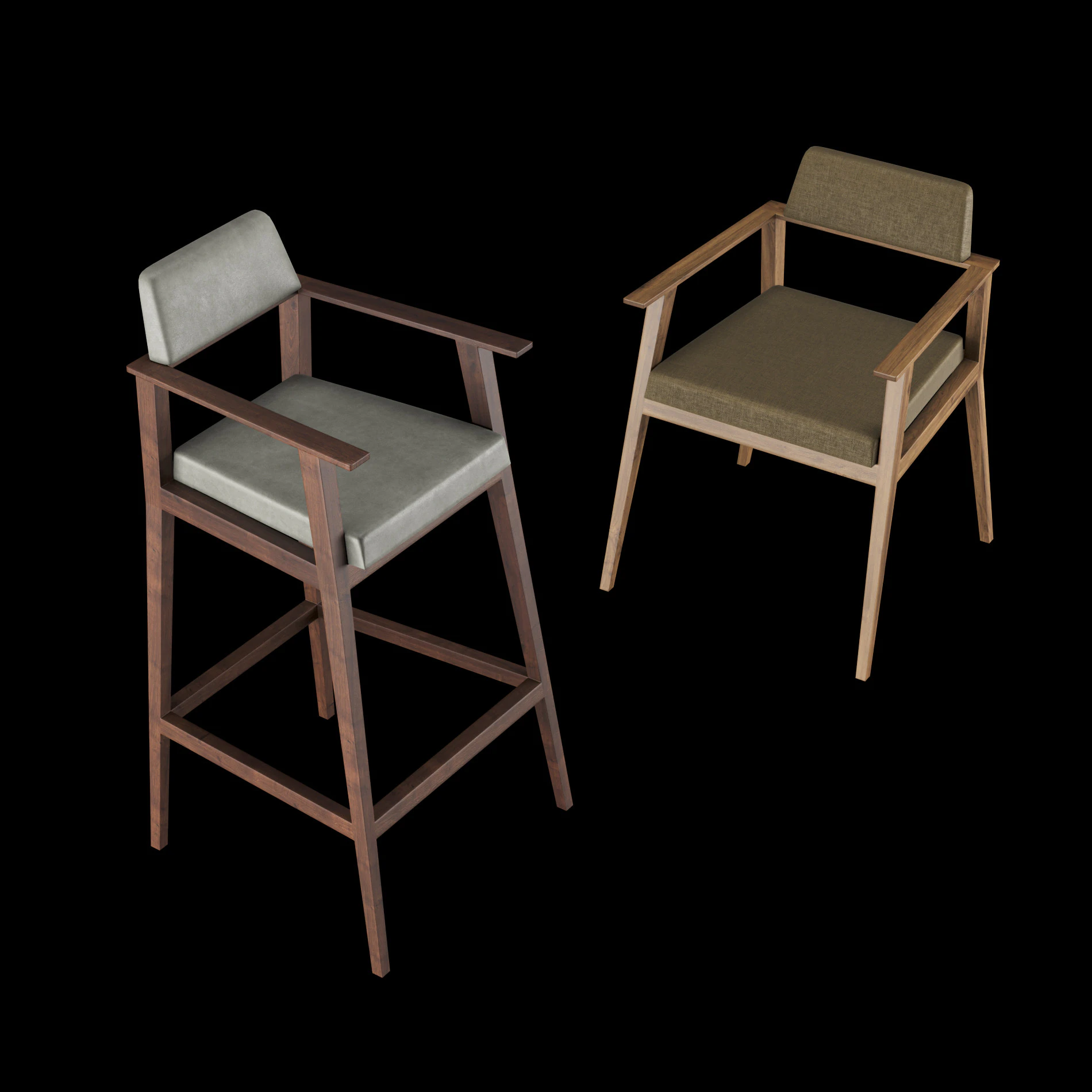 Bar and standart chair 2 3D Model .c4d .max .obj .3ds .fbx .stl .blend 