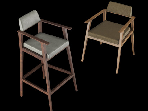 Bar and standart chair 2 Model 3D