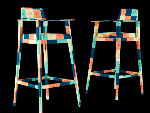 Bar and standart chair 2 3D Model