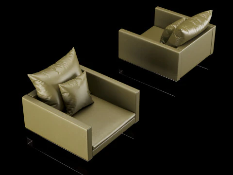 Kursi kulit modern dengan bantal Model 3D