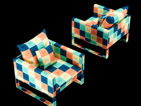 Modern leather chair with pillow 3D 模型