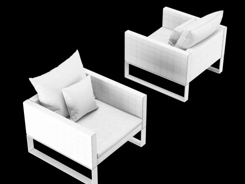 Modern leather chair with pillow 3D Model