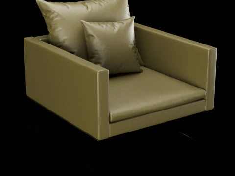Modern leather chair with pillow 3D Model