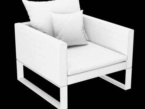 Modern leather chair with pillow 3D Model