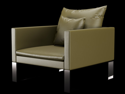 Modern leather chair with pillow 3D 模型