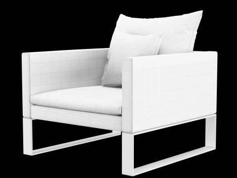 Modern leather chair with pillow 3D Model