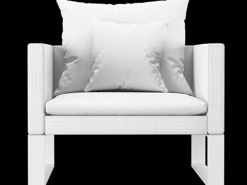 Modern leather chair with pillow 3D Model