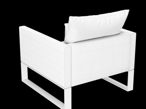 Modern leather chair with pillow 3D 模型