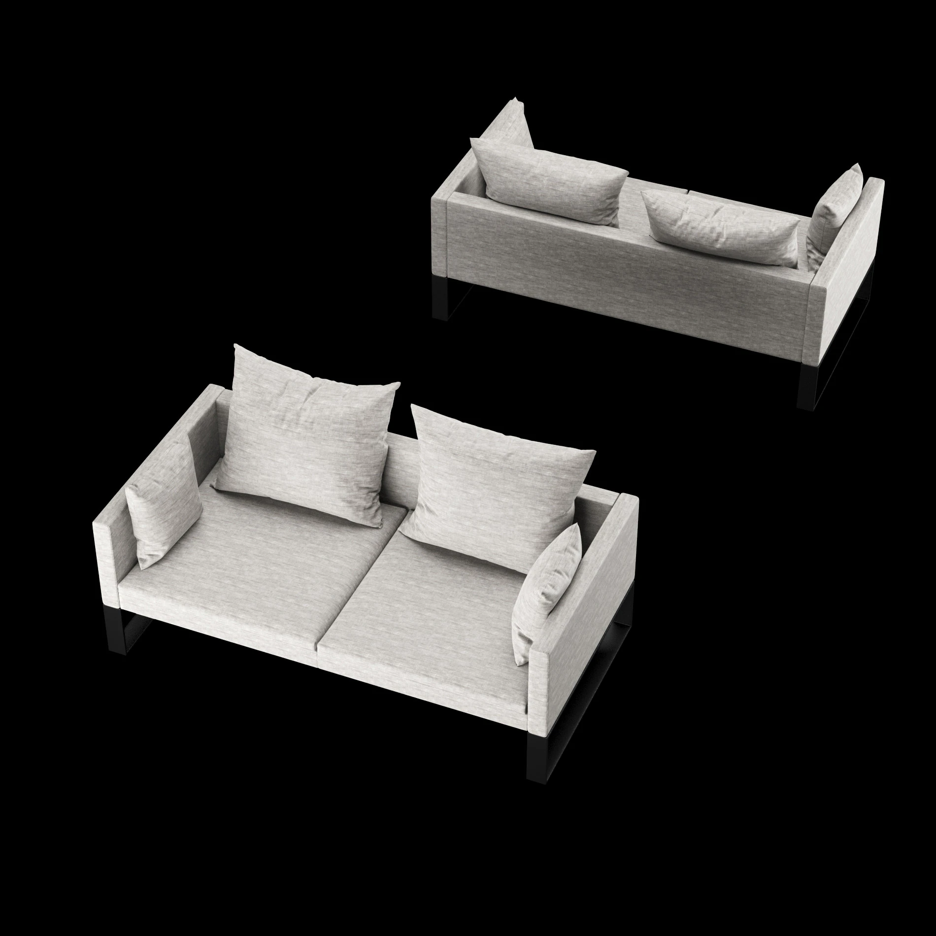 Modern sofa 2 seat with pillow 3D Model .c4d .max .obj .3ds .fbx .stl .blend
