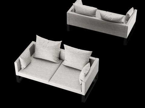 Modern sofa 2 seat with pillow 3D Model