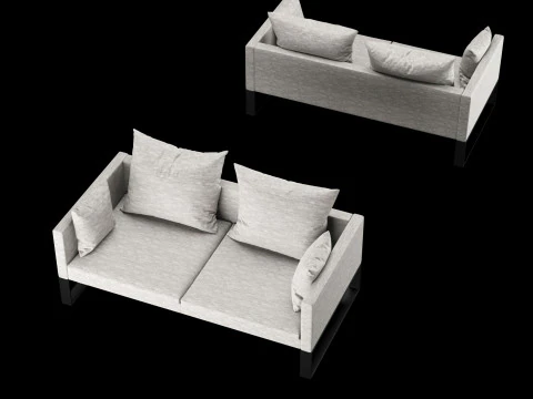 Sofa modern 2 dudukan dengan bantal Model 3D