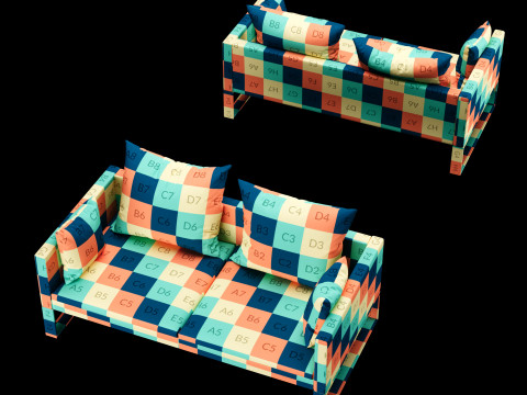 Modern sofa 2 seat with pillow 3Dモデル