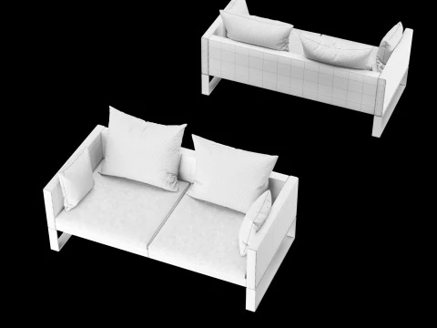 Modern sofa 2 seat with pillow 3D Model