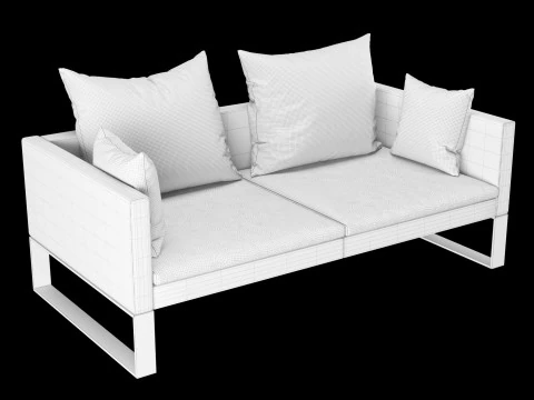 Modern sofa 2 seat with pillow 3D Model