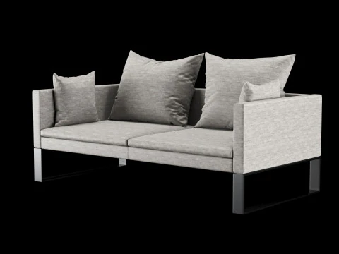 Modern sofa 2 seat with pillow 3D Model