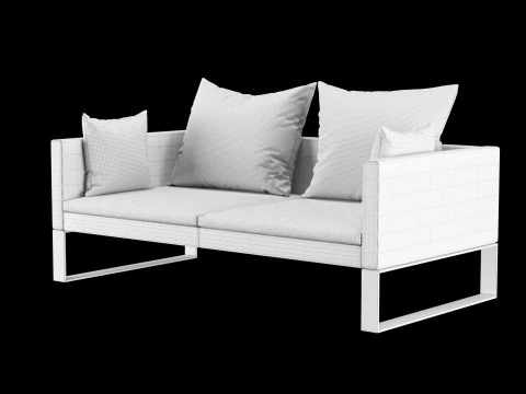 Modern sofa 2 seat with pillow 3D Model