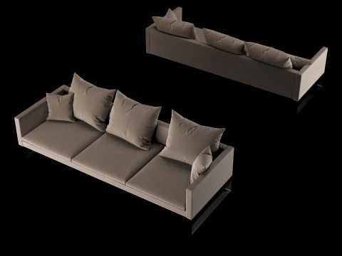 Sofa modern 3 dudukan dengan bantal Model 3D