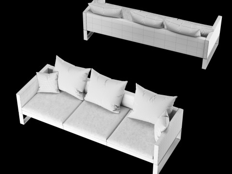 Modern sofa 3 seat with pillow Modelo 3D