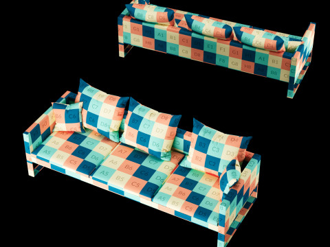Modern sofa 3 seat with pillow Modelo 3D
