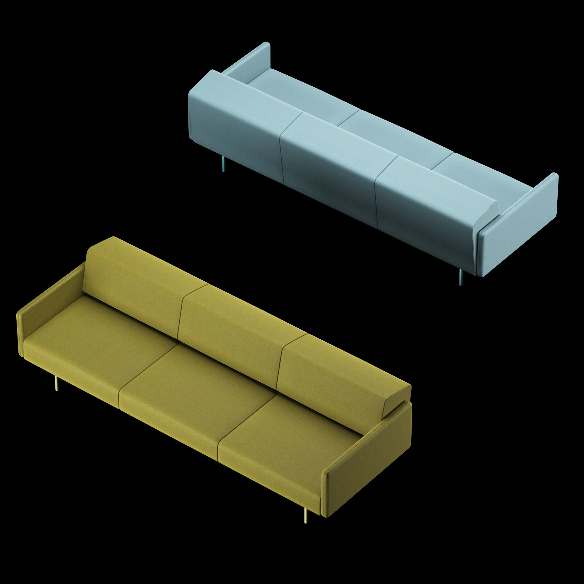 BT design matt modular 3 seat sofa 3D Model .c4d .max .obj .3ds .fbx .stl .blend