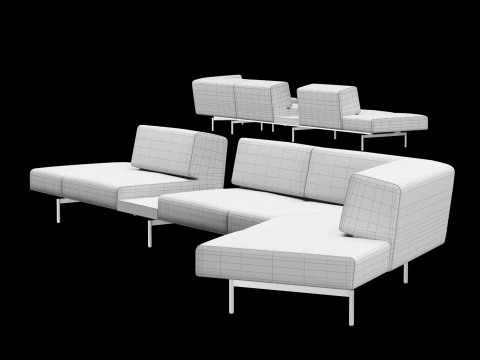BT design matt modular sofa var 3 3D Model