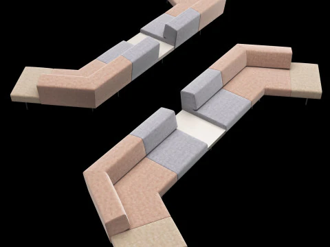Sofa modular matt desain BT var 4 Model 3D