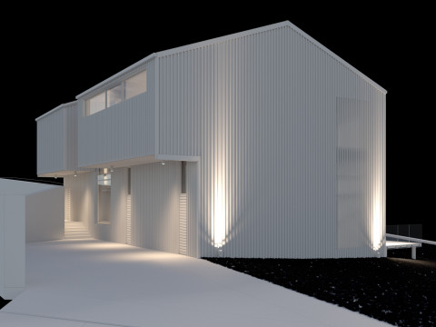 Modern barn house with furniture 3D 模型