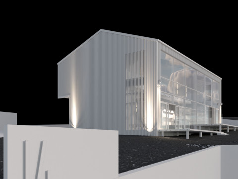 Modern barn house with furniture 3D 模型