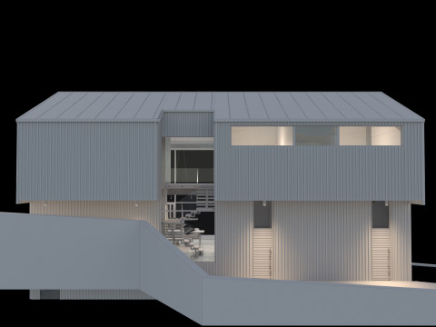 Modern barn house with furniture 3D 模型