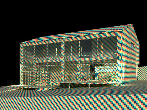Modern barn house with furniture 3D 模型