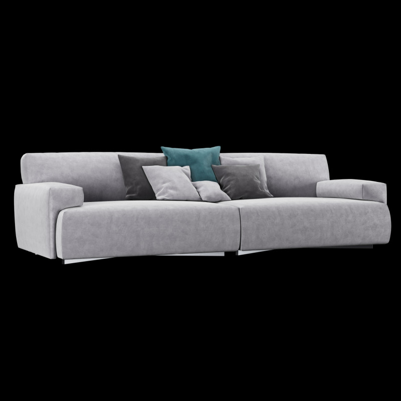 Modern velvet sofa with pillows 3D Model .c4d .max .obj .3ds .fbx .stl .blend