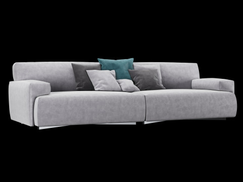 Modern velvet sofa with pillows 3D Модель