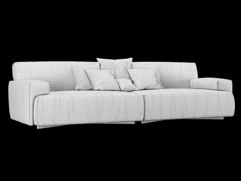 Modern velvet sofa with pillows 3D Model