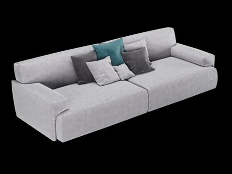 Modern velvet sofa with pillows 3D Model