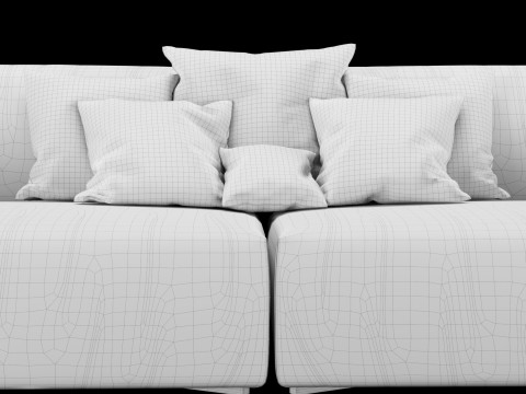 Modern velvet sofa with pillows 3D Model