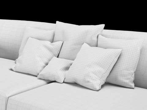 Modern velvet sofa with pillows 3D Model