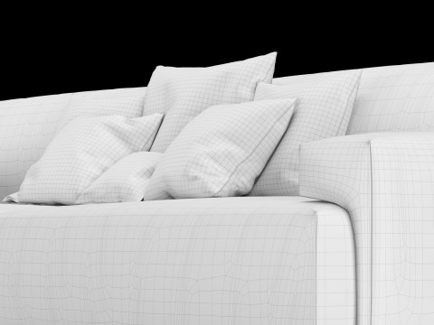 Modern velvet sofa with pillows 3D Model