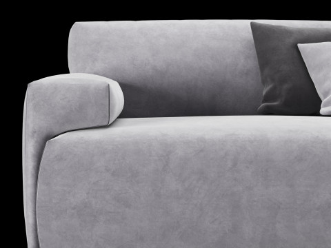 Modern velvet sofa with pillows 3D Model