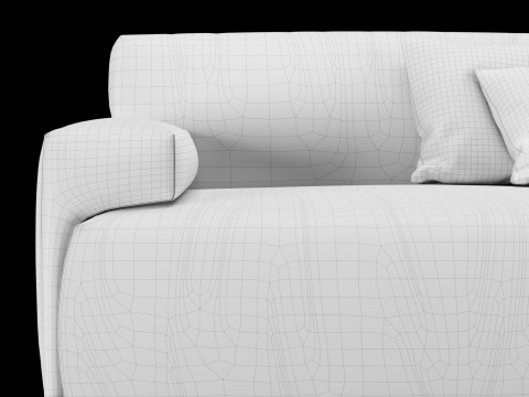 Modern velvet sofa with pillows 3D Model