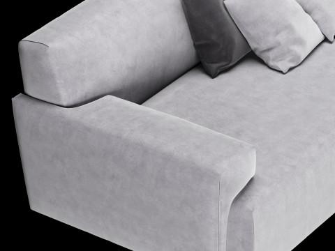 Modern velvet sofa with pillows 3D Model